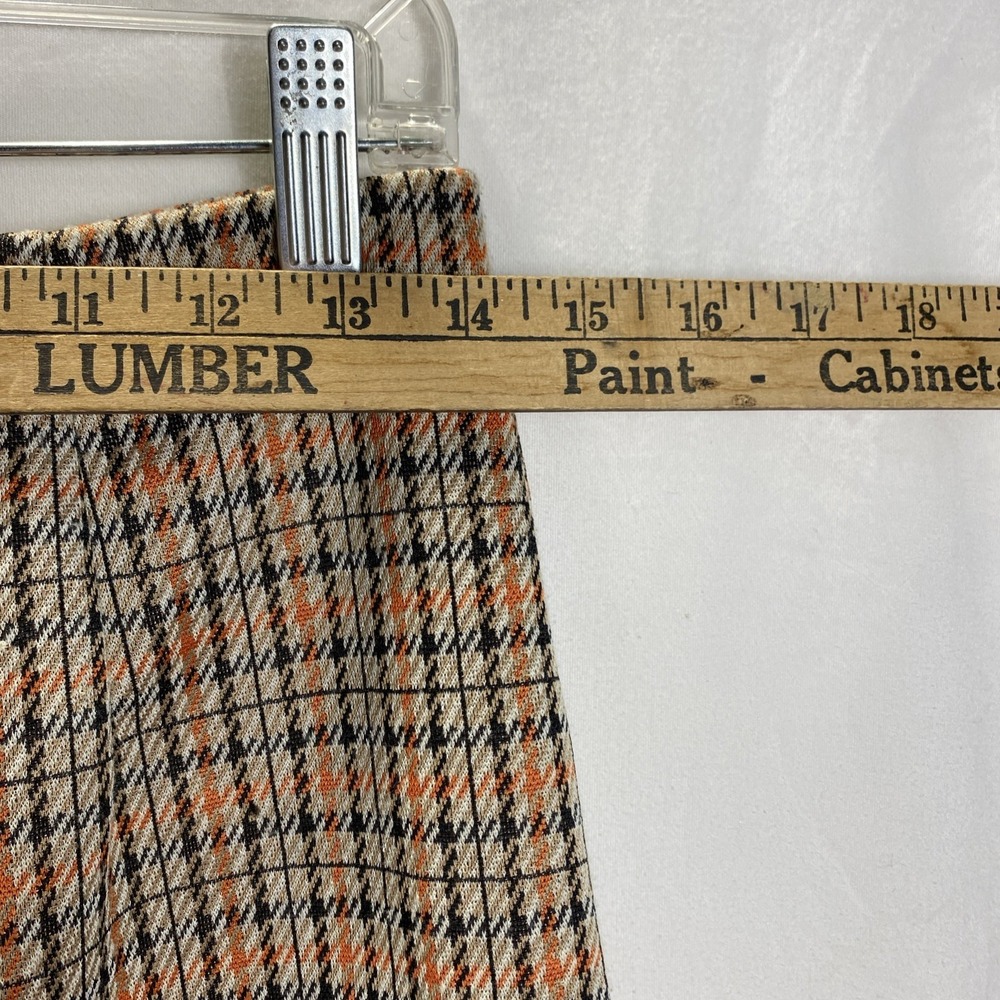 Windsor Orange Black Houndstooth Plaid Mini Skirt Side Slit PS4532FWD Size M - Picture 6 of 7